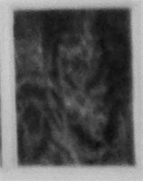 Enlargement: Right Window, Upper Half, Lower Right Pane (Full Spectrum) : The Rebecca Nurse Homestead, Danvers (Salem Village), Massachusetts (2015): Head and shoulders shot of a hooded figure? Enlargement: Right Window, Upper Half, Lower Right Pane (Full Spectrum)