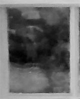 Enlargement: Left Window, Lower Half, Upper Left Pane (Deep Infrared) : The Rebecca Nurse Homestead, Danvers (Salem Village), Massachusetts (2015): Is that a woman hanging from a tree? Enlargement: Left Window, Lower Half, Upper Left Pane (Deep Infrared)